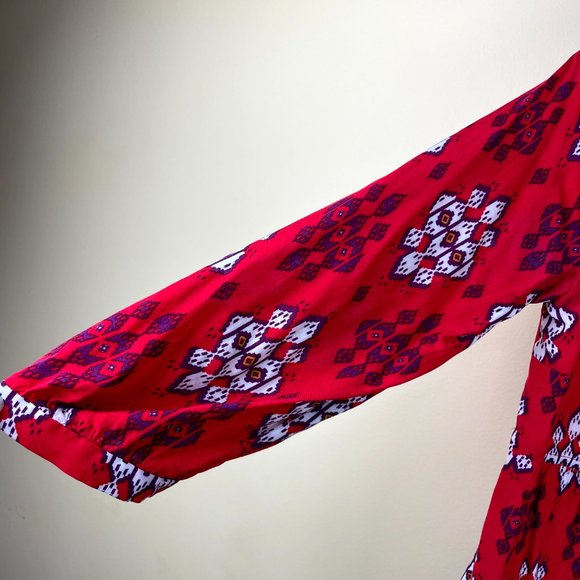 Maeve Woodland Walk Ikat Tribal Button-down Top 6 - Picture 4 of 12